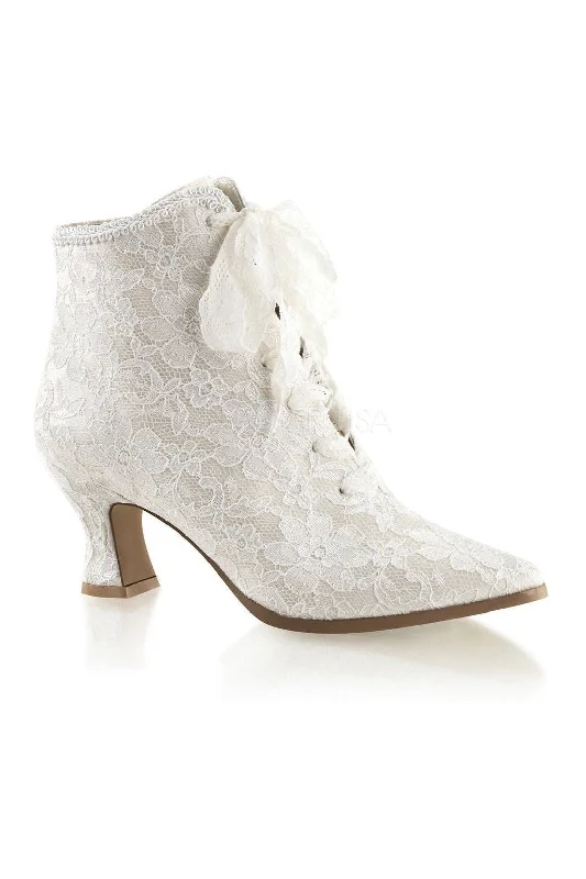 women's leather ankle bootsVICTORIAN-30 Ankle Boot | Ivory  Genuine Satin