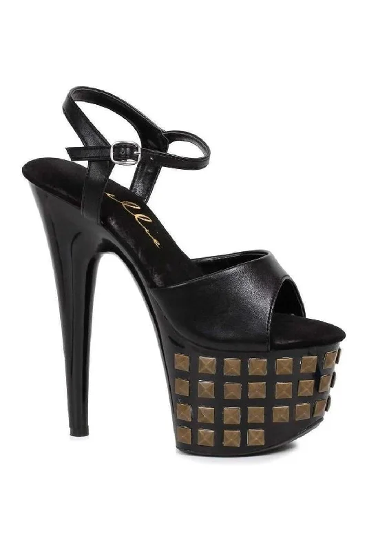 Women's Mesh Heeled Sandals with High Heel and Ankle Strap in Silver for a Contemporary and Stylish Look709-STUD Platform Sandal | Clear Vinyl Women's Mesh Heeled Sandals with High Heel and Ankle Strap in Silver for a Contemporary and Stylish Look709-STUD Platform Sandal | Clear Vinyl