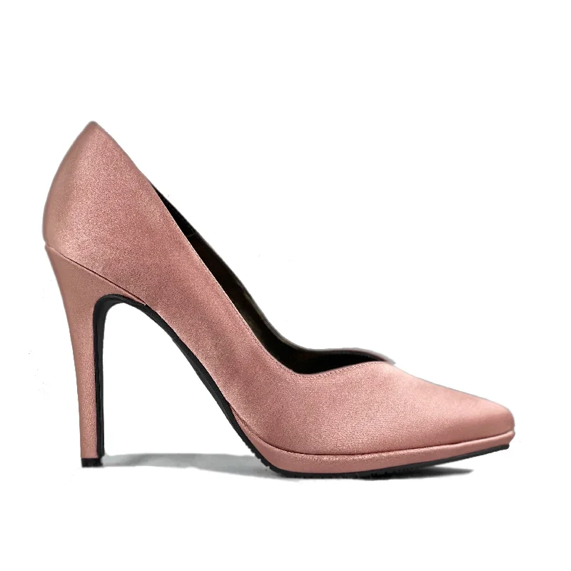 Women's microfiber stiletto heel pumps with moisture - wicking properties'Mercury' blush satin vegan stiletto by Zette Shoes Women's microfiber stiletto heel pumps with moisture - wicking properties'Mercury' blush satin vegan stiletto by Zette Shoes