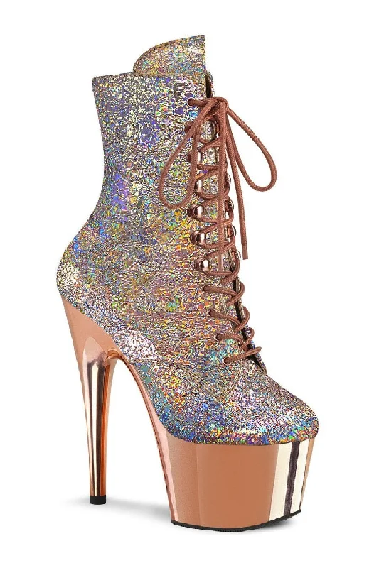 women's ankle boots for officeADORE-1020HM Ankle Boot | Rose Gold Faux Leather