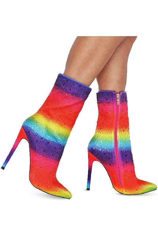 women's ankle boots with floral designSparkling Rainbow Ankle Boot