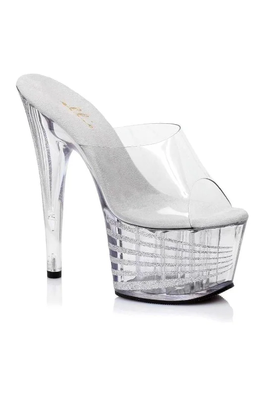 Women's Chunky Heeled Sandals with Studded Detail in Black for a Punk - Inspired and Edgy Style709-SPACE Platform Slide | Clear Vinyl Women's Chunky Heeled Sandals with Studded Detail in Black for a Punk - Inspired and Edgy Style709-SPACE Platform Slide | Clear Vinyl