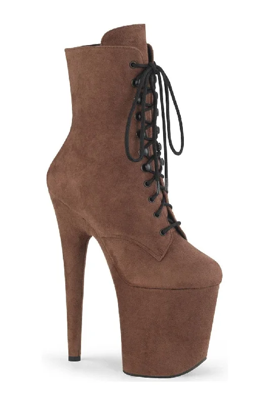 women's ankle boots with pointed toeFLAMINGO-1020FS Ankle Boot | Brown Faux Suede