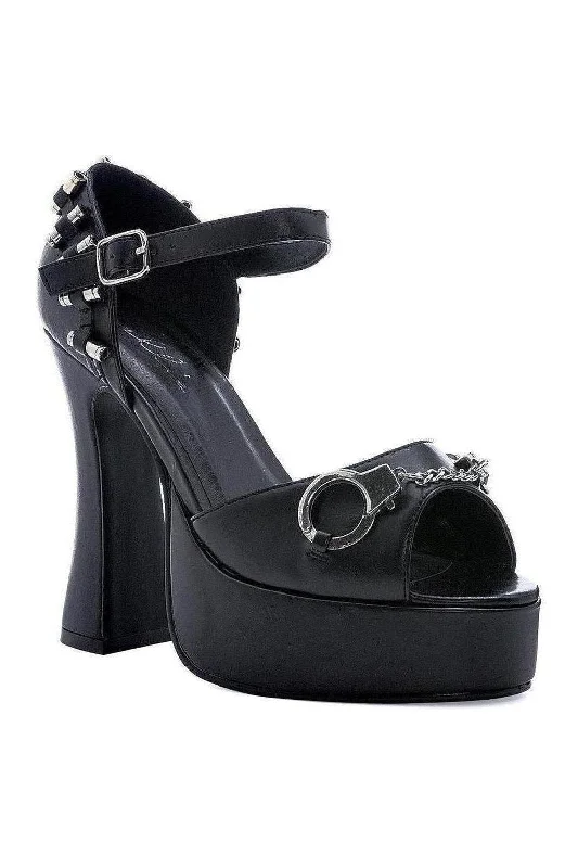 Women's Sling - Back Heeled Sandals with Cut - Out Sides in Gray for a Modern and Stylish Summer Shoe557-OFFICER Costume Sandal | Black Faux Leather Women's Sling - Back Heeled Sandals with Cut - Out Sides in Gray for a Modern and Stylish Summer Shoe557-OFFICER Costume Sandal | Black Faux Leather