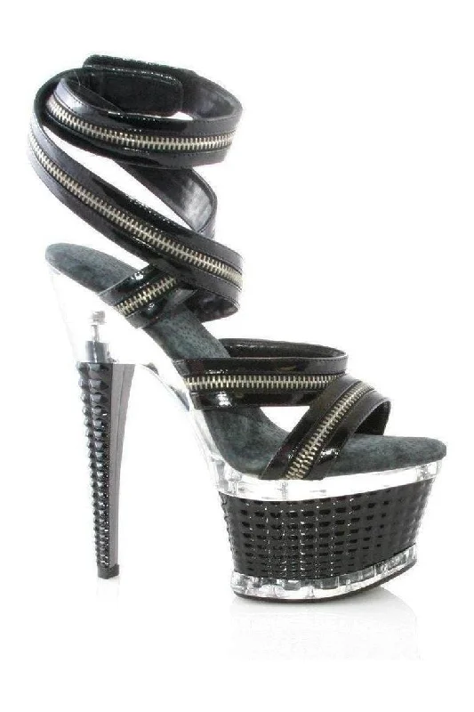 Women's Strappy Heeled Sandals with Ankle Strap in Nude for a Chic and Versatile Look649-DELIA Platform Sandal | Black Patent Women's Strappy Heeled Sandals with Ankle Strap in Nude for a Chic and Versatile Look649-DELIA Platform Sandal | Black Patent