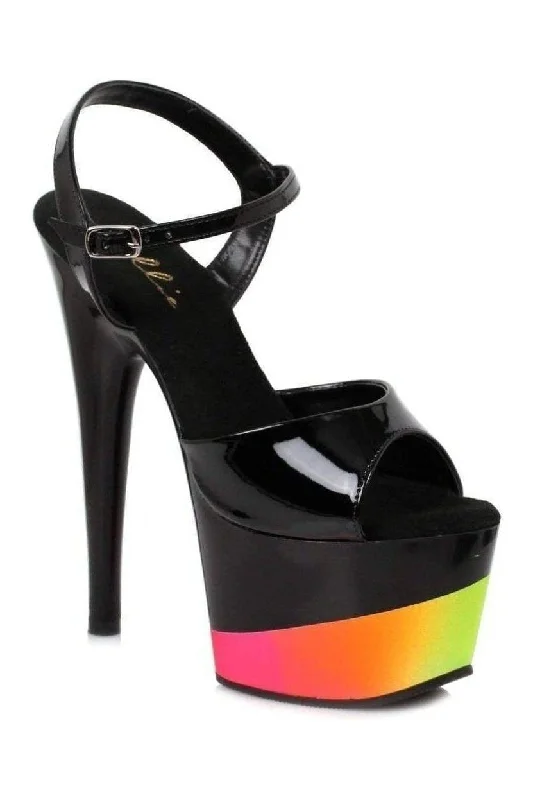 Women's Patent Leather Heeled Sandals with Bow Detail in Pink for a Sweet and Girly Summer Look709-PRISM Platform Sandal | Black Patent Women's Patent Leather Heeled Sandals with Bow Detail in Pink for a Sweet and Girly Summer Look709-PRISM Platform Sandal | Black Patent