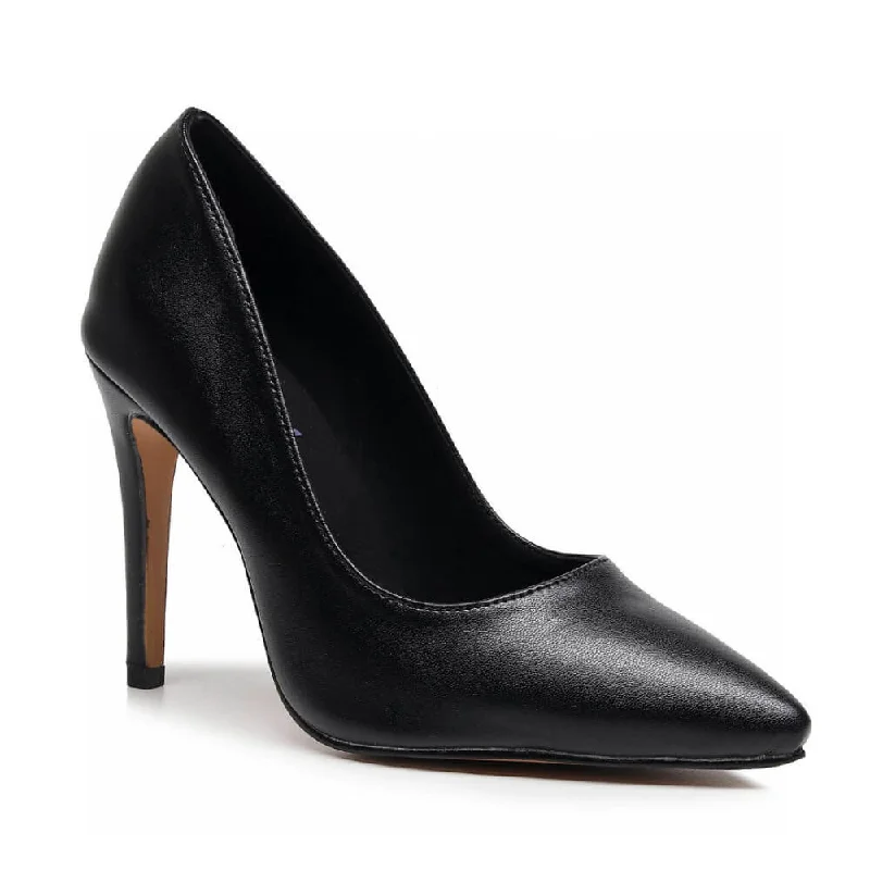 Women's non - slip stiletto heel pumps for safety on slippery floorsAdira - Black Vegan Leather - Street Sole Women's non - slip stiletto heel pumps for safety on slippery floorsAdira - Black Vegan Leather - Street Sole
