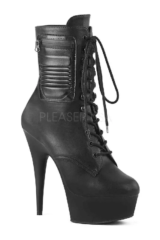 women's ankle boots for fashion-forwardDELIGHT-1020PK Platform Ankle Boot | Black Faux Leather