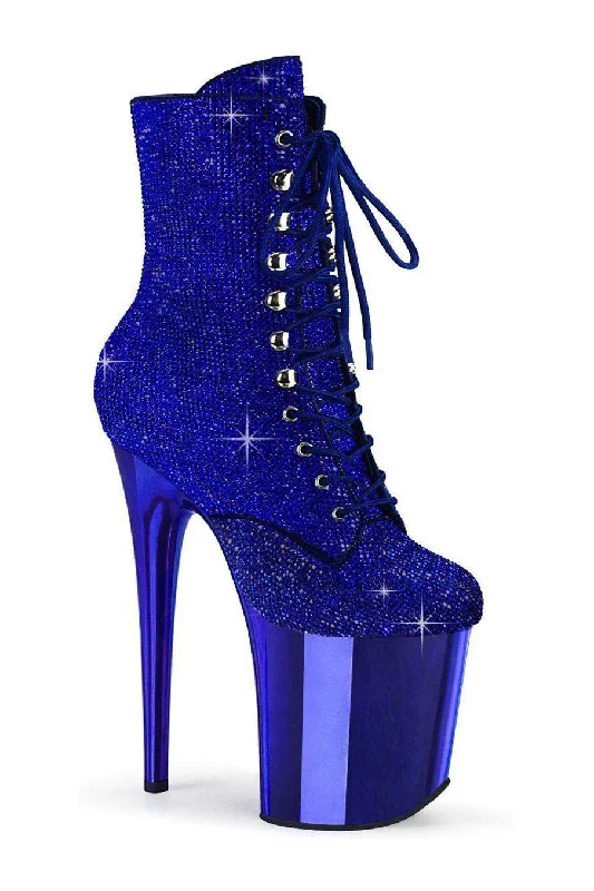 women's flat ankle bootsFLAMINGO-1020CHRS Ankle Boot | Blue Faux Suede