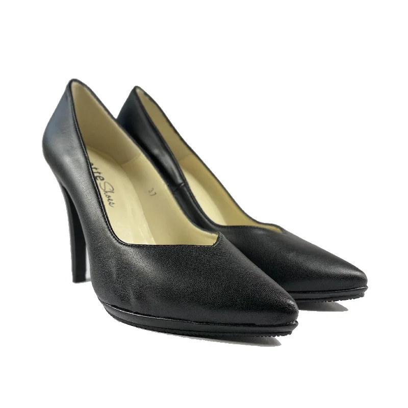 Women's evening gala stiletto heel pumps in a long - lasting color'Mercury' vegan-leather stiletto by Zette Shoes - black