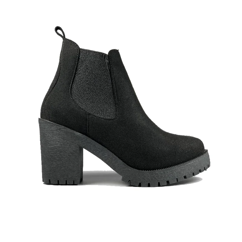 Women's ruffled stiletto heel pumps for a romantic style'Evie' Boots by Zette Shoes - Black Suede Women's ruffled stiletto heel pumps for a romantic style'Evie' Boots by Zette Shoes - Black Suede