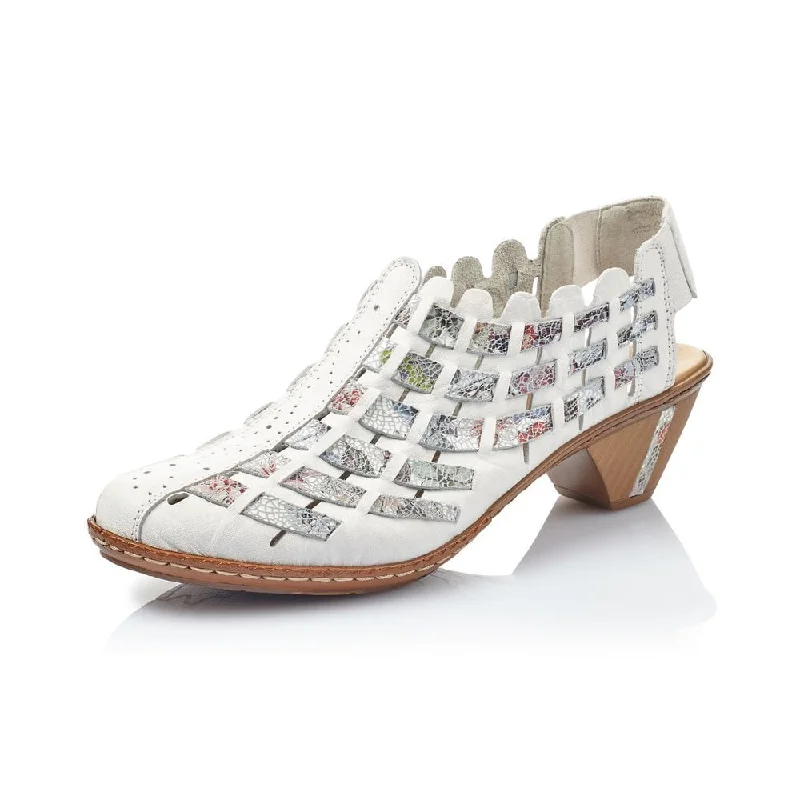 Women's lace - up fashion & dress shoes with a high - heel and a cut - out design for a modern aesthetic Rieker 46778-80 White Women's lace - up fashion & dress shoes with a high - heel and a cut - out design for a modern aesthetic Rieker 46778-80 White