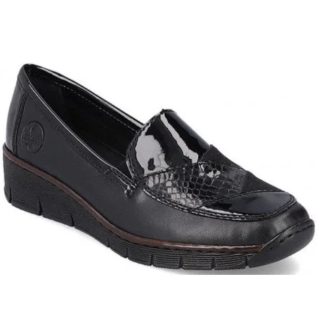 Women's lace - trimmed fashion & dress shoes with a kitten - heel for a delicate appearance Rieker 53785-00 Women's lace - trimmed fashion & dress shoes with a kitten - heel for a delicate appearance Rieker 53785-00