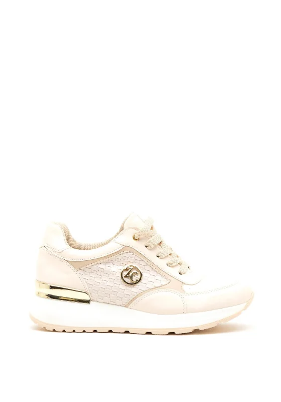 Zanni & Co. Hub Low Wedge Trainers, Cream