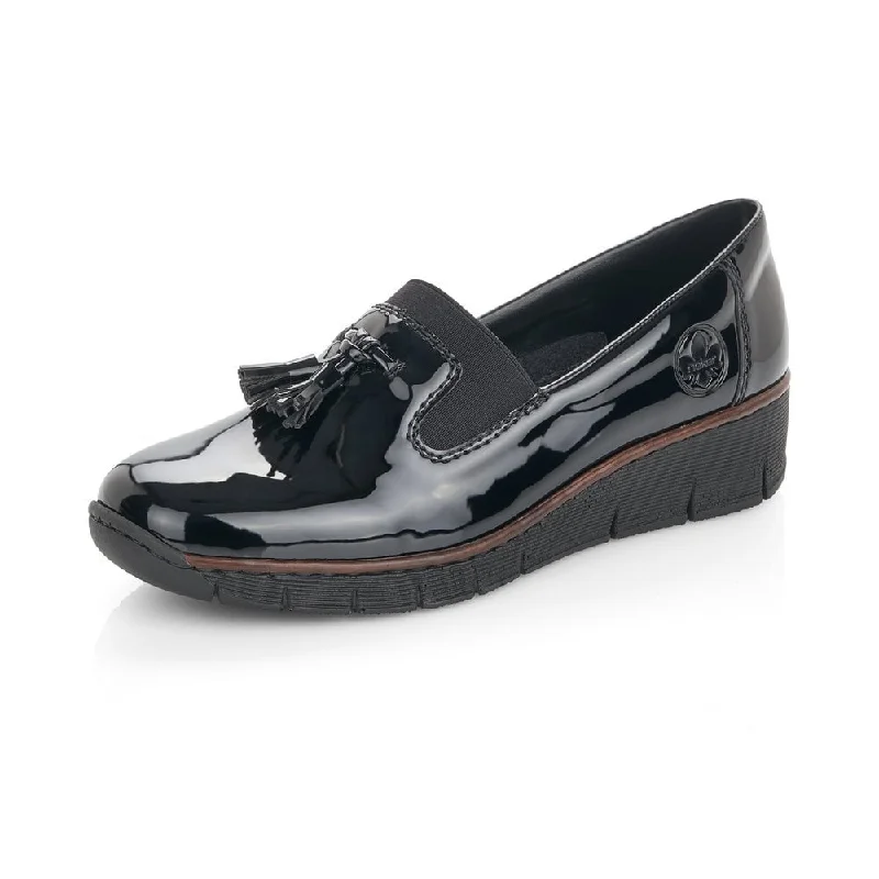 Women's platform - heel fashion & dress shoes with a glittery fabric for a party look RIEKER 53751-00 Women's platform - heel fashion & dress shoes with a glittery fabric for a party look RIEKER 53751-00