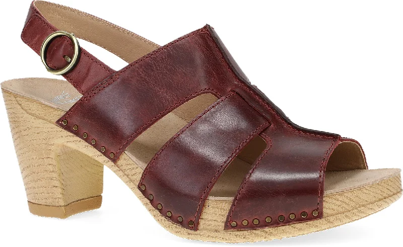Women's open - toe fashion & dress shoes with a cork - wrapped heel for a summer - friendly style DANSKO TATIANA WINE Women's open - toe fashion & dress shoes with a cork - wrapped heel for a summer - friendly style DANSKO TATIANA WINE