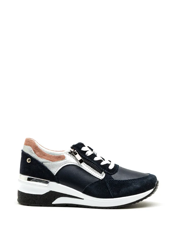 Patrizio Como Terni Zip Wedge Trainers, Navy