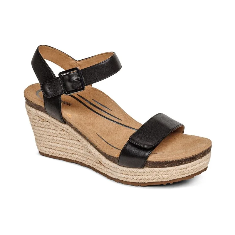 Women's strappy fashion & dress shoes with a woven leather design for a high - end look AETREX SYDNEY BLACK Women's strappy fashion & dress shoes with a woven leather design for a high - end look AETREX SYDNEY BLACK