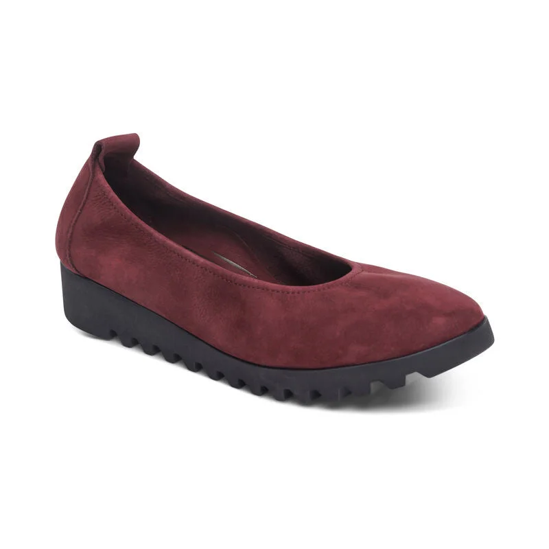 Women's peep - toe fashion & dress shoes with a floral - printed fabric for a feminine touch Aetrex Brianna Burgundy BW109 Women's peep - toe fashion & dress shoes with a floral - printed fabric for a feminine touch Aetrex Brianna Burgundy BW109