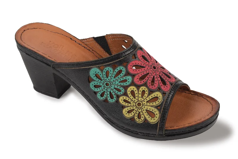 Women's mule - style fashion & dress shoes with a pointed toe and a low - heel for everyday elegance Volks Walker 5301 Black Floral Women's mule - style fashion & dress shoes with a pointed toe and a low - heel for everyday elegance Volks Walker 5301 Black Floral
