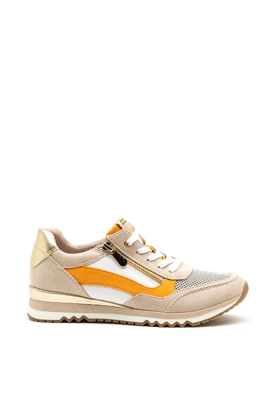 Marco Tozzi Faux Suede Zip Trainers, Beige