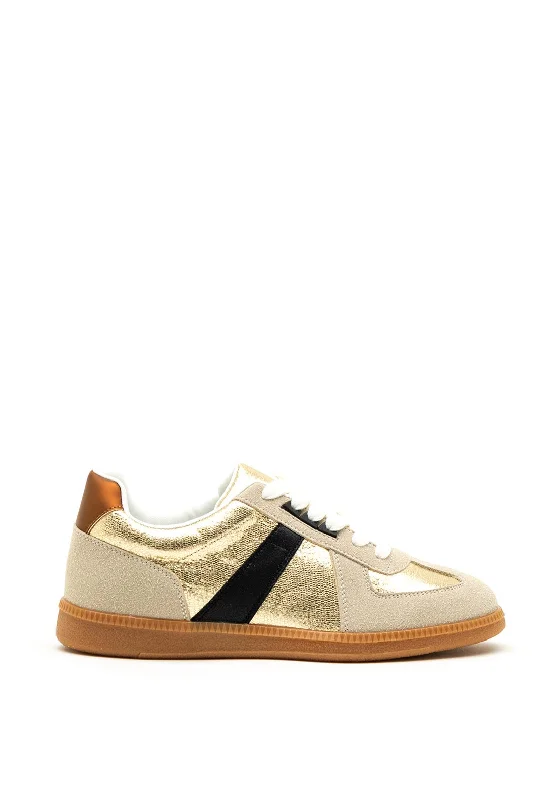 Zen Collection Metallic Panel Trainers, Gold