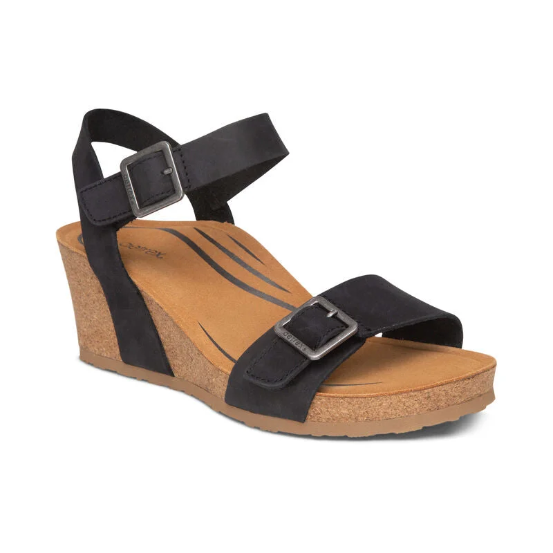 Women's ankle - bootie fashion & dress shoes with a side - zip and a mid - heel for versatility Aetrex Lexa, Quarter Strap Wedge Women's ankle - bootie fashion & dress shoes with a side - zip and a mid - heel for versatility Aetrex Lexa, Quarter Strap Wedge