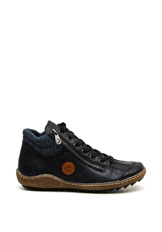 Rieker Womens Size Zip Hi Top Trainers, Navy