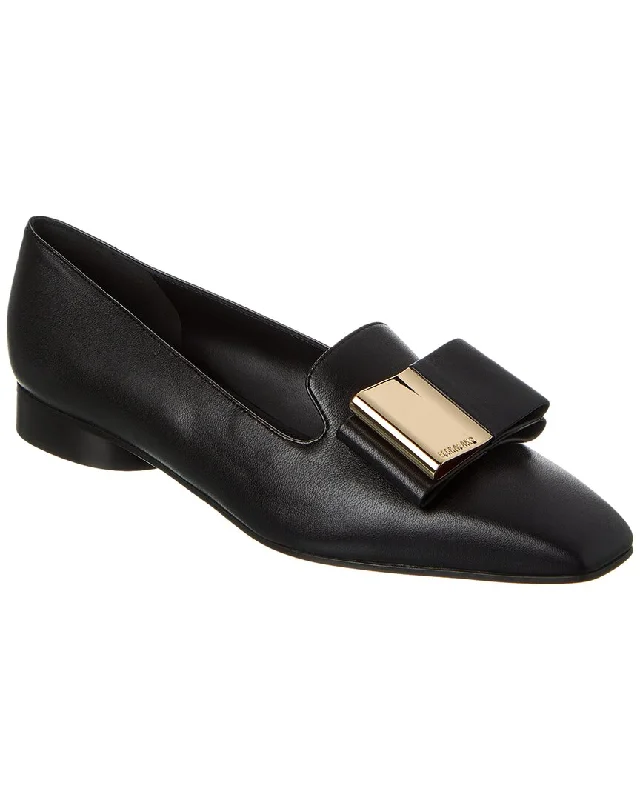 Women's Bow - Embellished Loafers in Red for a Feminine Touch Ferragamo Leda Double-Bow Leather Loafer Women's Bow - Embellished Loafers in Red for a Feminine Touch Ferragamo Leda Double-Bow Leather Loafer