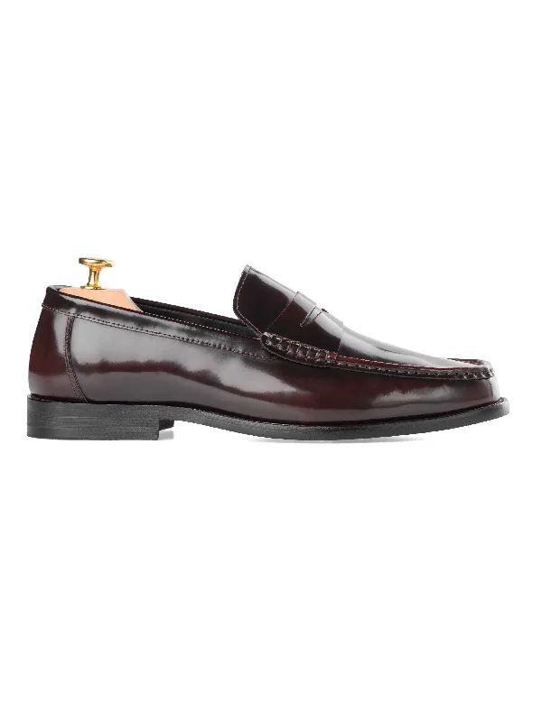 Women's backless fashion & dress shoes with a stiletto - heel and a pointed toe for a sexy style Marco Penny Loafer - Red Burgundy Polished Leather Women's backless fashion & dress shoes with a stiletto - heel and a pointed toe for a sexy style Marco Penny Loafer - Red Burgundy Polished Leather