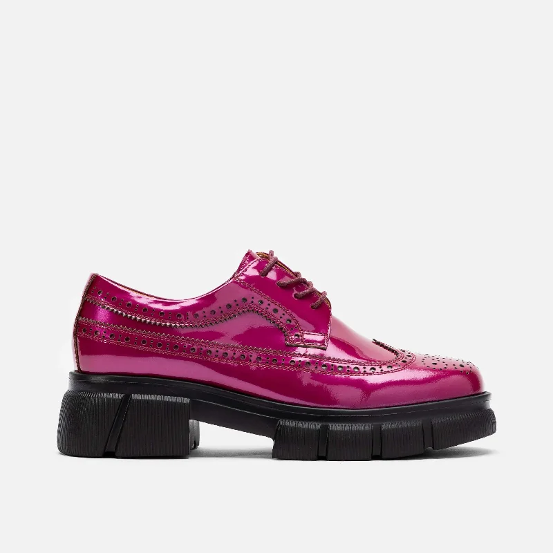 Women's satin - lined fashion & dress shoes with a low - heel for a comfortable yet stylish option Ms. Alexander Magenta Leather Lug Wingtip Derby Women's satin - lined fashion & dress shoes with a low - heel for a comfortable yet stylish option Ms. Alexander Magenta Leather Lug Wingtip Derby