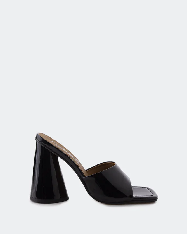 Women's Ankle - Strap Sandals with a Block Heel in Red for a Sophisticated StyleAlaya Black Patent