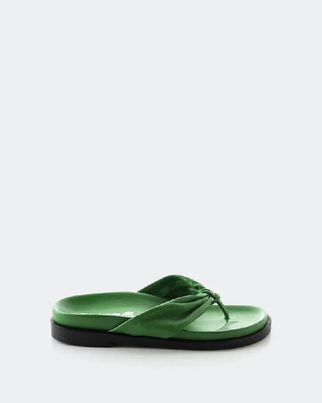 Women's Sandals with a Wedge Heel and a Tassel Detail in Orange for a Trendy LookAminta Green Leather