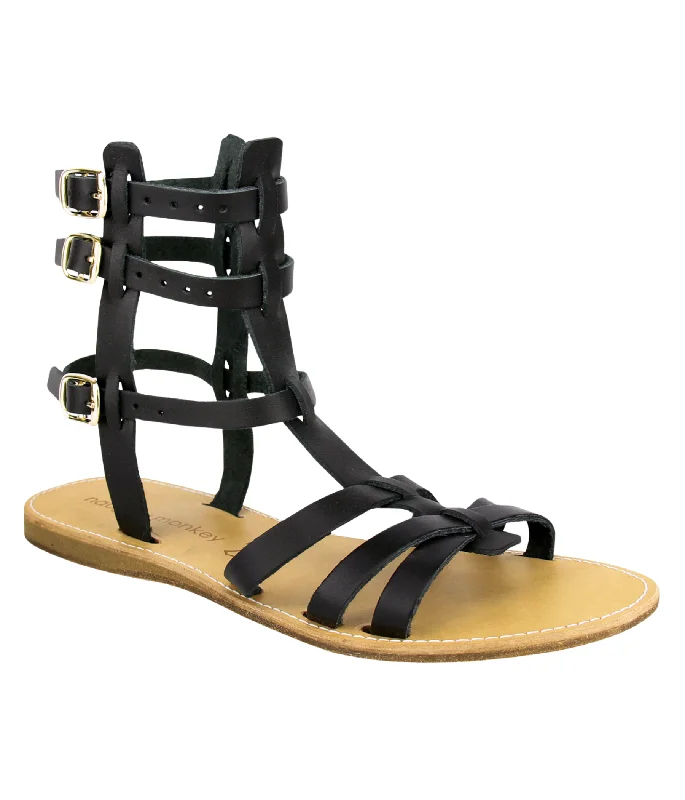 Sustainable Women's Recycled Material Sandals in Beige for Eco - Conscious ShoppersArgos Leather Sandals in Black