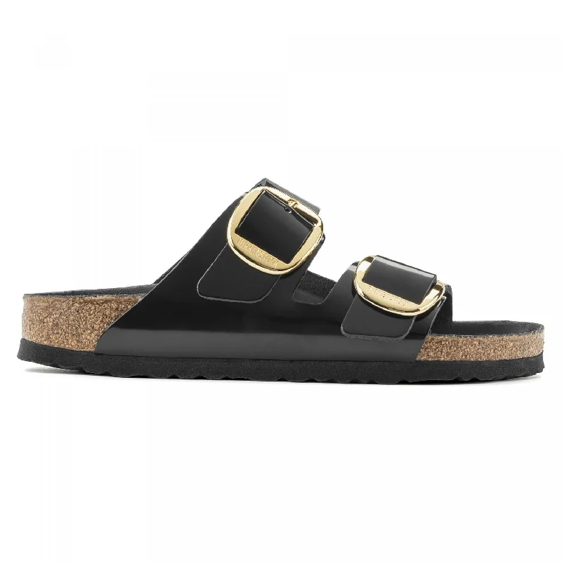 Plus Size Women's Wide - Width Platform Sandals in Black for Added Comfort and HeightArizona Big Buckle