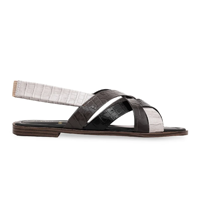 Orthopedic Women's Sandals with Arch Support in Gray for Foot HealthBlack Formal Sandal FR5296