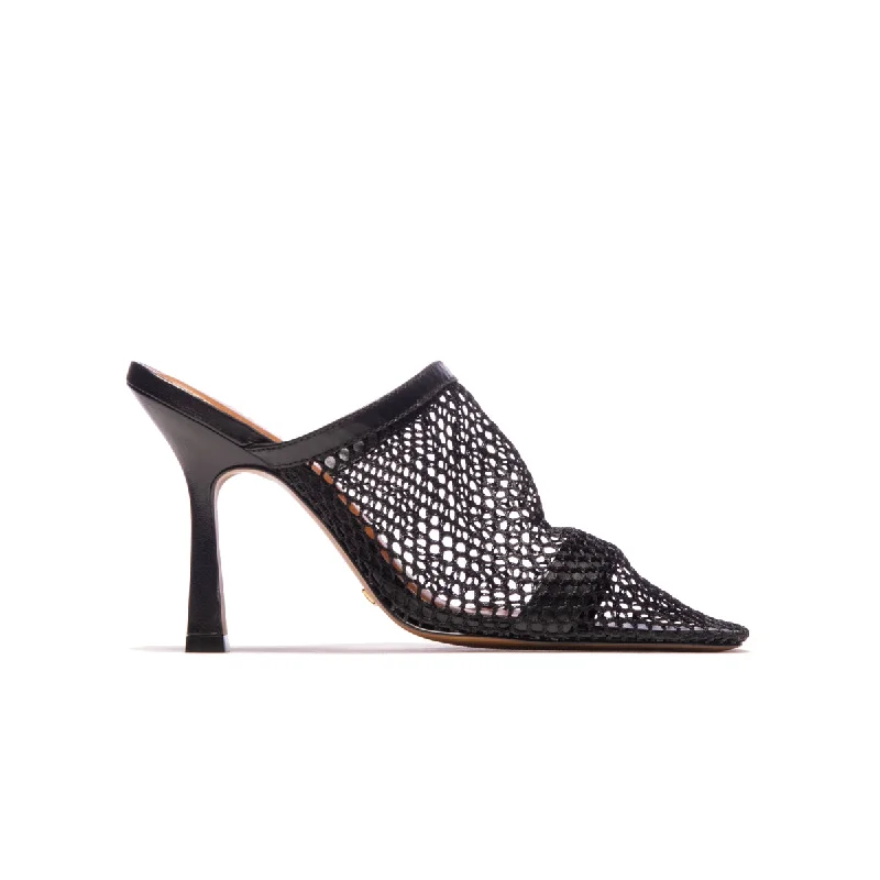 Plus Size Women's Wide - Width Platform Sandals in Black for Added Comfort and HeightCape Black Mesh