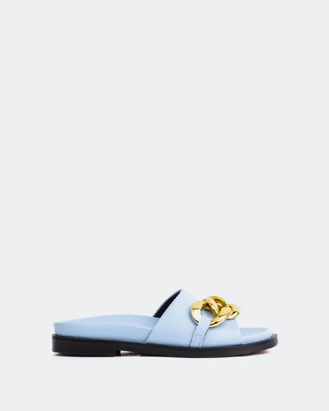 Women's Rhinestone - Embellished Open - Toe Sandals in Silver for a Glamorous Party LookCipriana Light Blue Leather