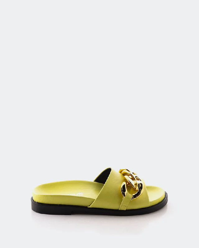 Waterproof Women's Rubber Beach Sandals with Arch Support in Blue for Water ActivitiesCipriana Yellow Leather