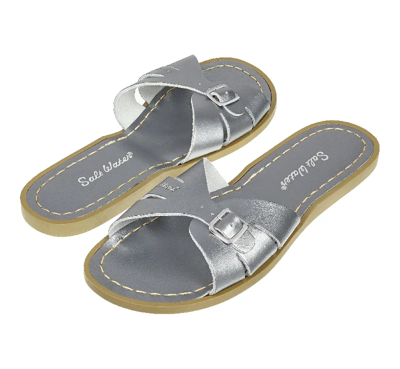 Plus Size Women's Wide - Width Platform Sandals in Black for Added Comfort and HeightClassic Slide Pewter Womens Sandal
