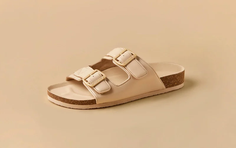 Anti - Slip Women's Sandals with a Grooved Sole in Green for Outdoor AdventuresCork Sandals : Rich Cream