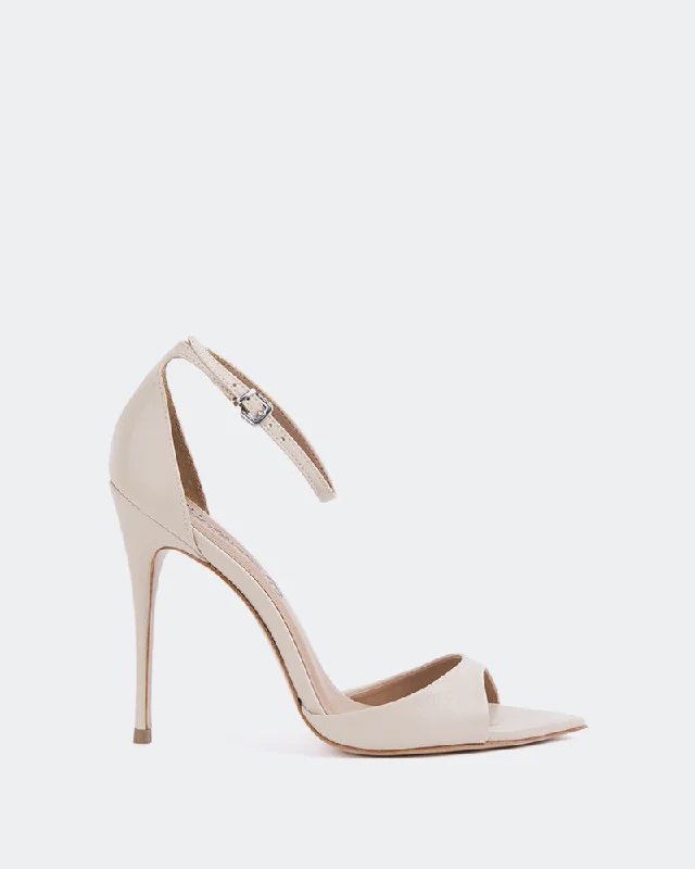 Adjustable Strap Women's Sandals with a Padded Heel in Pink for a Custom FitCristiana Beige Leather