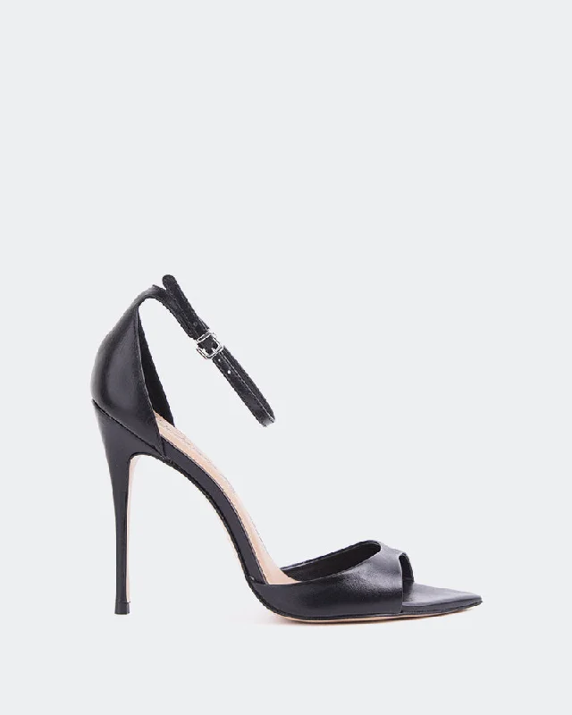 Adjustable Strap Women's Sandals with a Padded Heel in Pink for a Custom FitCristiana Black Leather