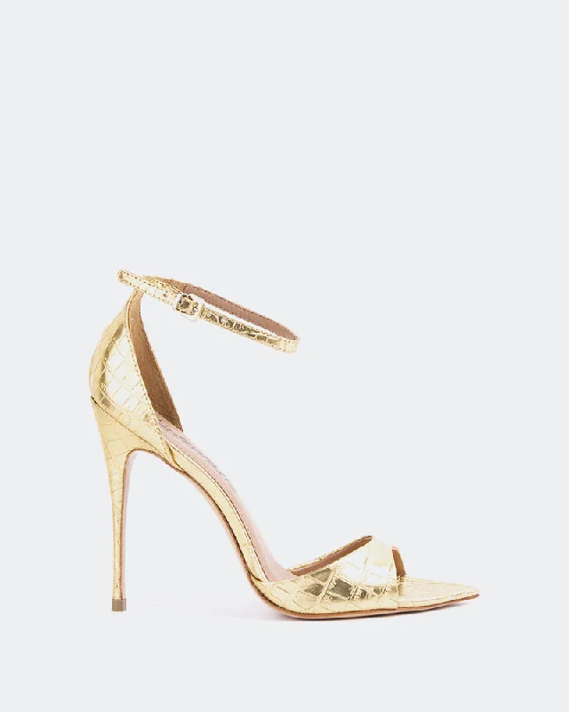 Women's Sandals with a Wedge Heel and a Tassel Detail in Orange for a Trendy LookCristiana Gold Croco