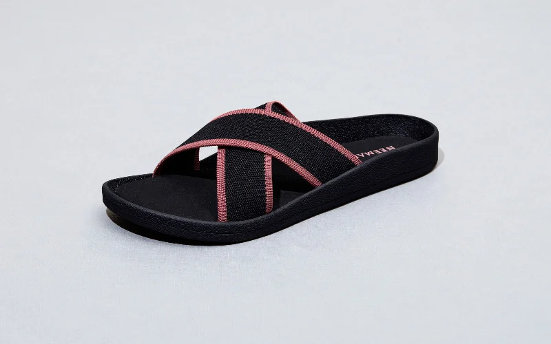 Anti - Slip Women's Sandals with a Grooved Sole in Green for Outdoor AdventuresCross Knit Sandals : Black
