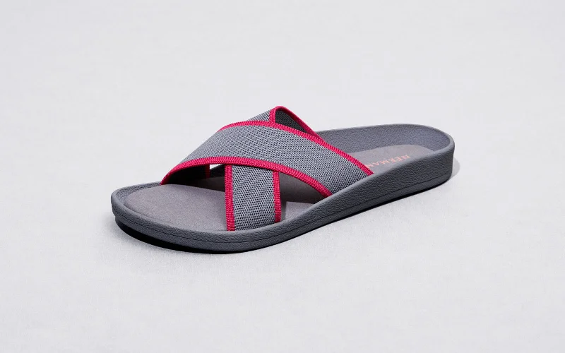 Plus Size Women's Wide - Width Platform Sandals in Black for Added Comfort and HeightCross Knit Sandals : Grey