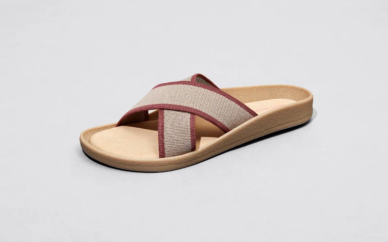 Child - Friendly Women's Sandals with a Secure Buckle in Purple for Moms on the GoCross Knit Sandals : Beige