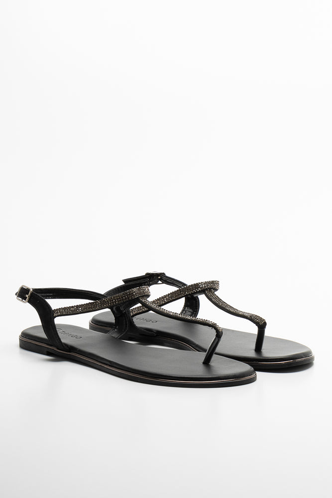 Waterproof Women's Rubber Beach Sandals with Arch Support in Blue for Water ActivitiesDiamante Thong Sandal Black