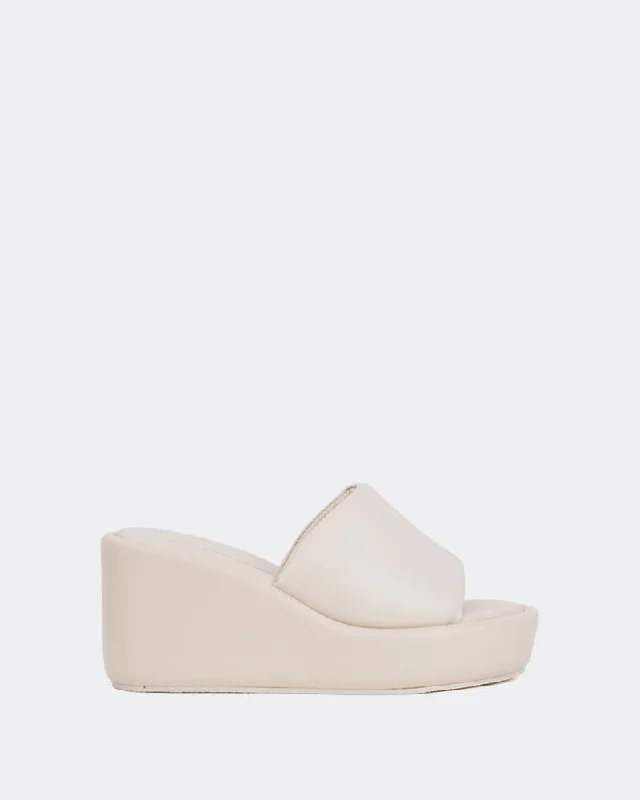 Plus Size Women's Wide - Width Platform Sandals in Black for Added Comfort and HeightDolores Off White Leather