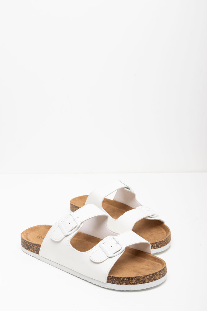 Elastic - Strap Women's Sandals with a Padded Toe in Teal for Easy On - and - OffDouble Strap Sandal White Elastic - Strap Women's Sandals with a Padded Toe in Teal for Easy On - and - OffDouble Strap Sandal White